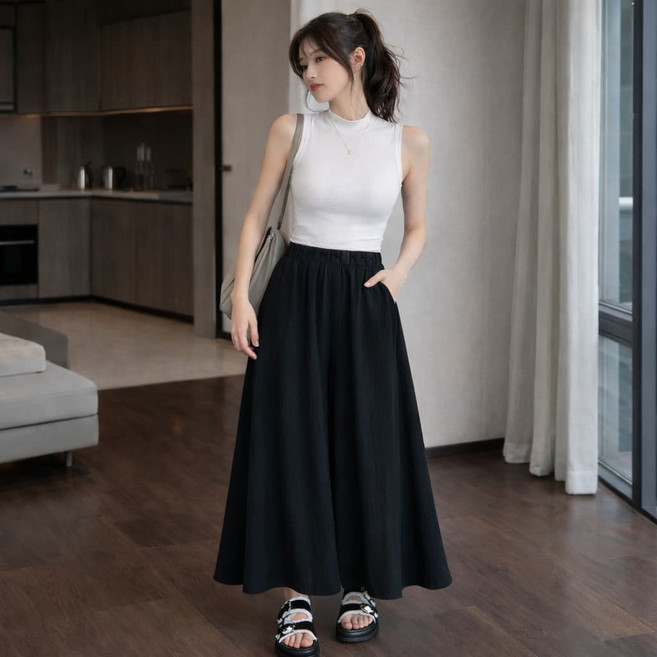 女裝鬆緊腰傘狀長裙
