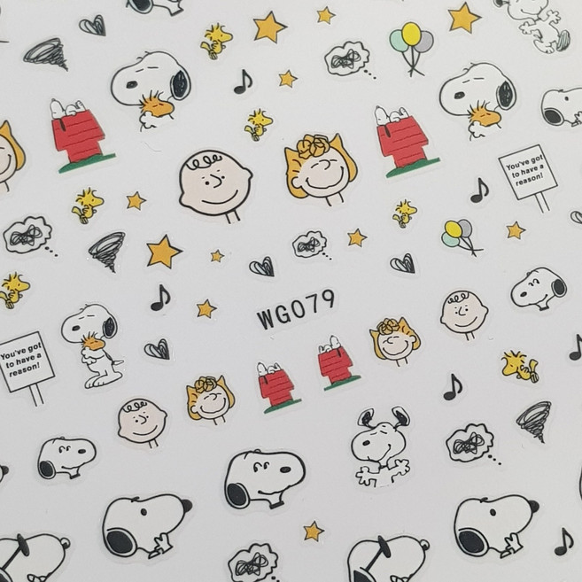 팝핑거 스누피 캐릭터 네일스티커 6종 택1 / 네일재료 폰꾸 다꾸 데코스티커, WG079, 1개