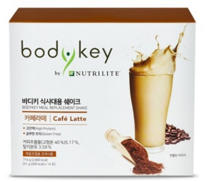 바디키 식사대용 쉐이크 카페라떼, 1개, 714g
