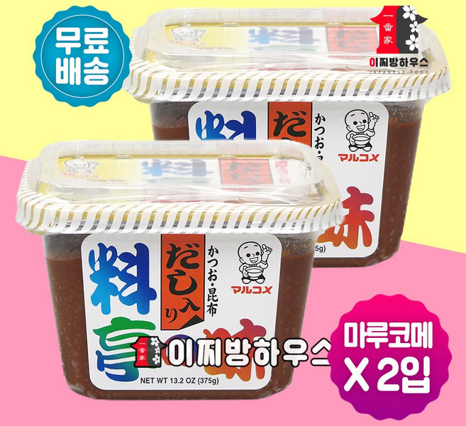 일본 미소된장 마루코메 통된장 375g x2개 미소시루 해장국 일본된장 된장찌개, 2개