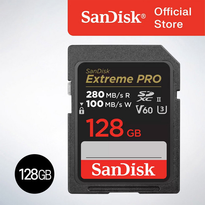 샌디스크코리아 공식인증정품 Extreme Pro 익스트림 프로 SDXC UHS-2 SD메모리카드 UHS-II V60 SDXEP 128GB, 1개