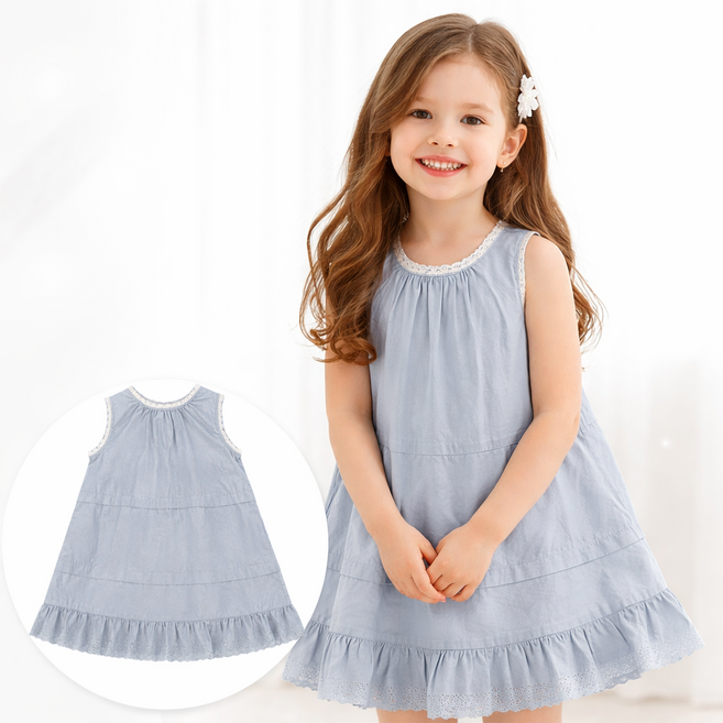 여아 민소매 레이스 원피스 여름 아동 원피스