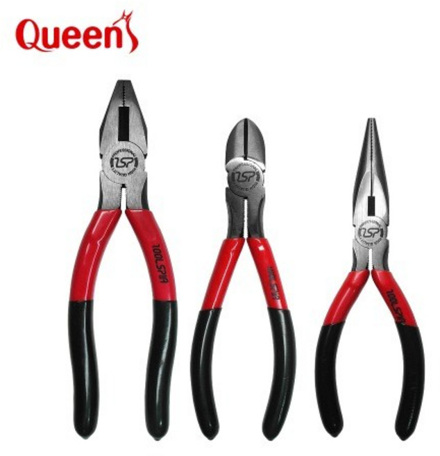 퀸즈 플라이어 3종세트 펜치 롱노우즈 니퍼, 1개
