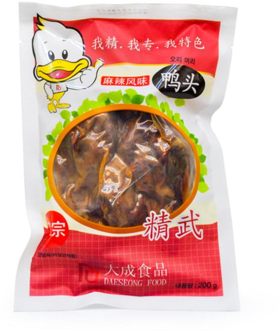 천미방 중국식품 대성 마라맛 삶은 오리 머리 200g 중국 식품 간식, 1개