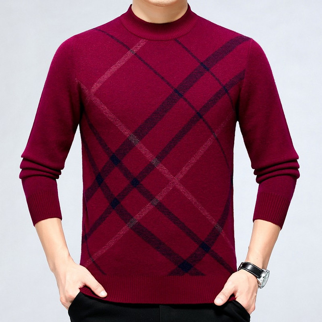 加厚羊毛衫男秋冬新款半高領套頭商務休閒毛衣寬鬆百搭羊絨打底衫