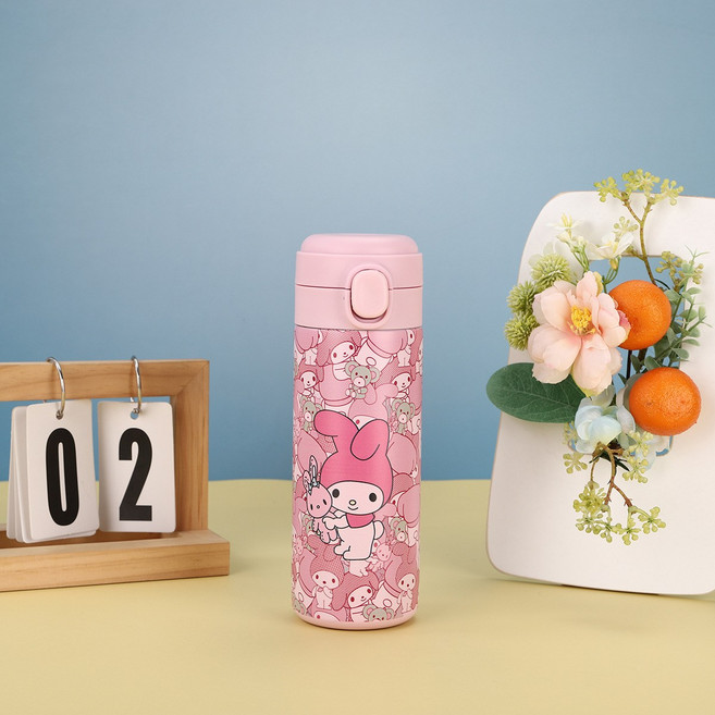 산리오 캐릭터즈 원터치 이중장금 텀블러 보온보냉 420ml 물병, 1개, 마이멜로디