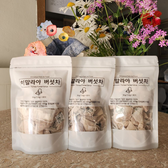 버섯 차 히말라야 말굽버섯 PLA 티백, 1개, 30개입, 1.2g