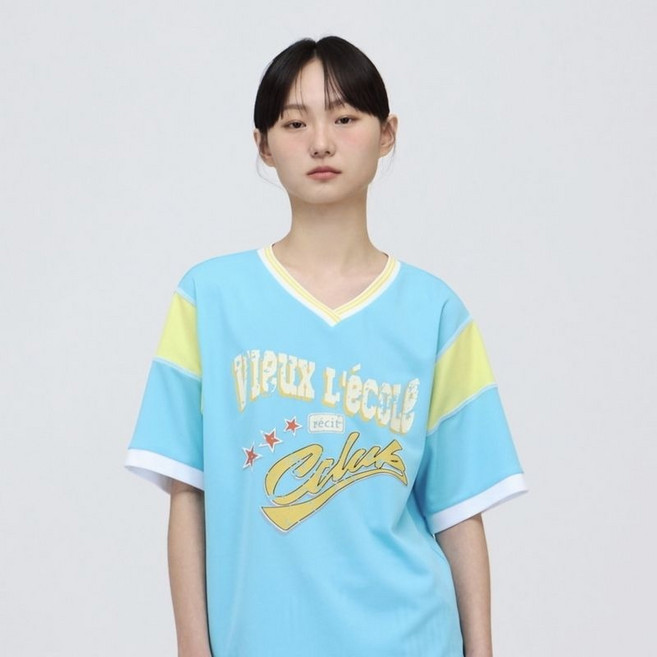 5위 - CC콜렉트 컬러 블록 브이넥 티셔츠 C252PSM710 JXV413 NNQ317