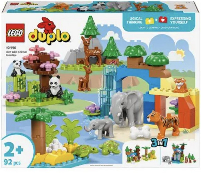 레고 듀플로 3 in 1 야생 동물 가족 10446, 1개, 혼합색상