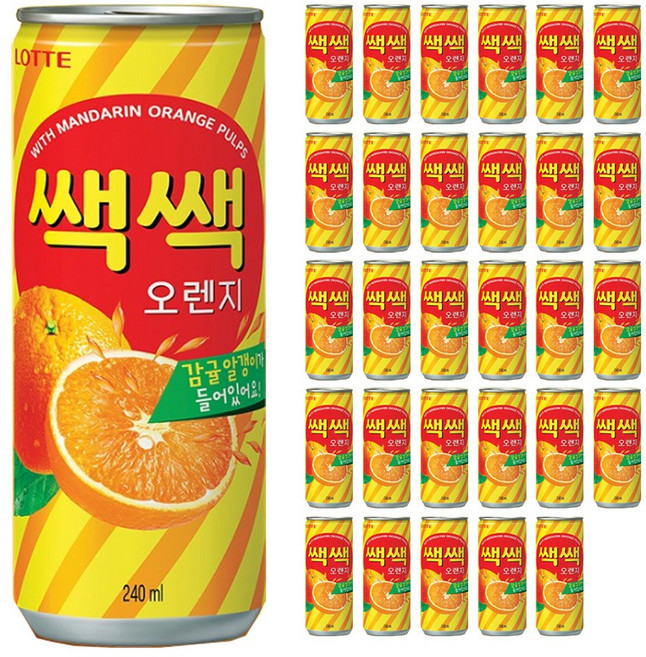 롯데 쌕쌕 오렌지 240ml x 30캔, 30개