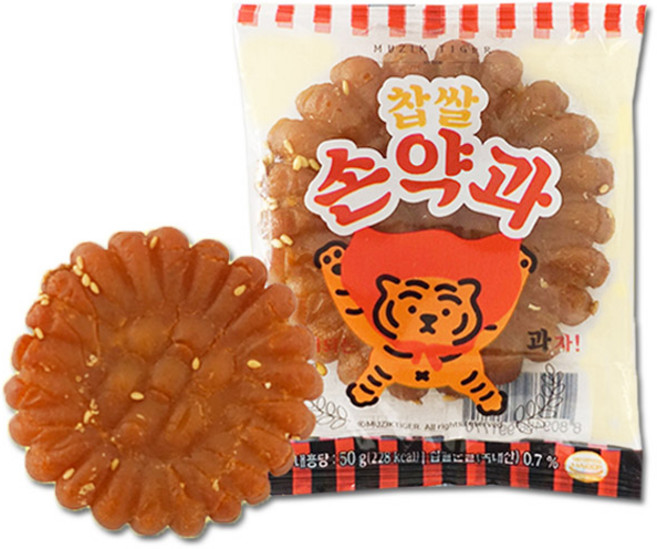 무직타이거 찹쌀 손약과 과자 아이들 간식, 50g, 10개