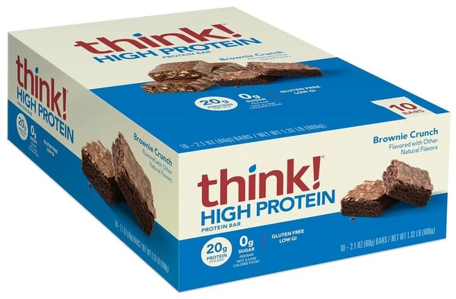 think! Protein Bar Brownie Crunch 씽크 하이 프로틴바 브라우니 크런치, 60g, 10개 - 쿠팡