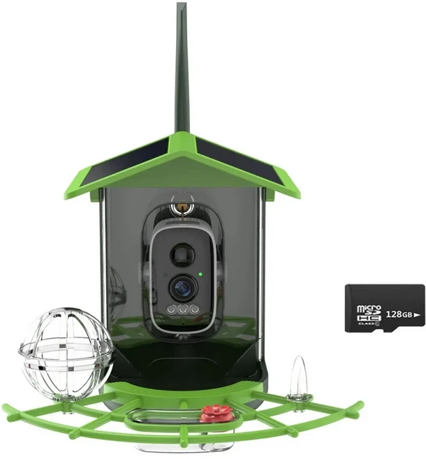 AI 조류 인식 스마트 먹이통 - 야외 정원 관찰을 위한 태양광 저전력 HD 카메라, 03 Style 2