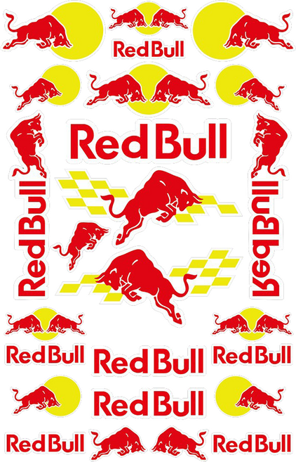 레드불 스티커 데칼스티커 오토바이스티커 튜닝스티커, 1세트, 레드+옐로우