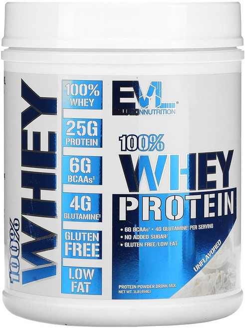 EVLution Nutrition 100% 유청 프로틴 파우더 무맛 Whey Protein, 1개, 454g