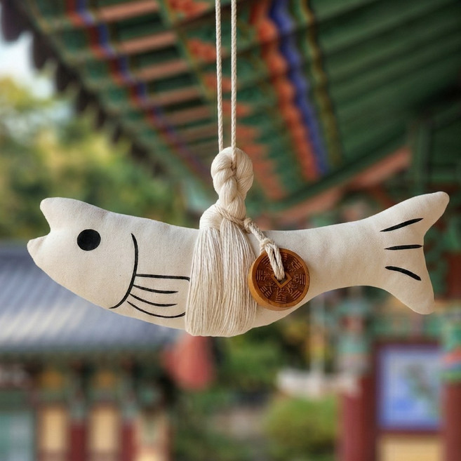 복담소 풍수인테리어 집들이선물 엽전 액막이 명태, 화이트