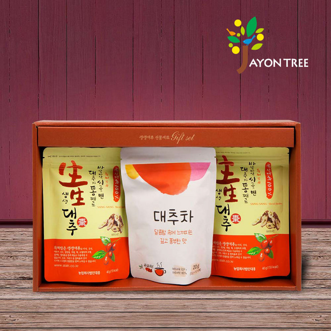 자연트리 1호 선물세트(대추칩40gX2개+대추차X1개), 1개