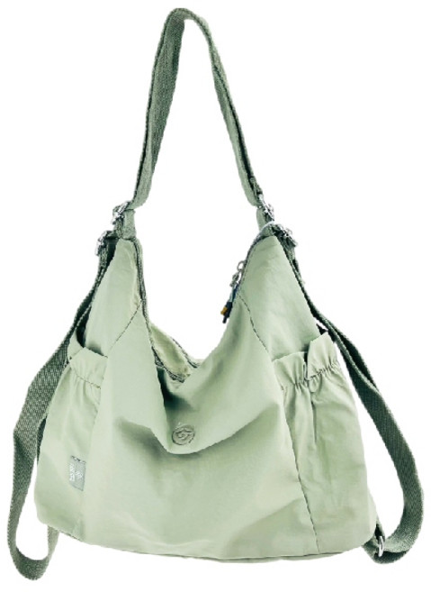 多功能3WAY大容量通勤包 背提斜三用 牛津布多隔層設計 上班族學生適用 蒼薇綠