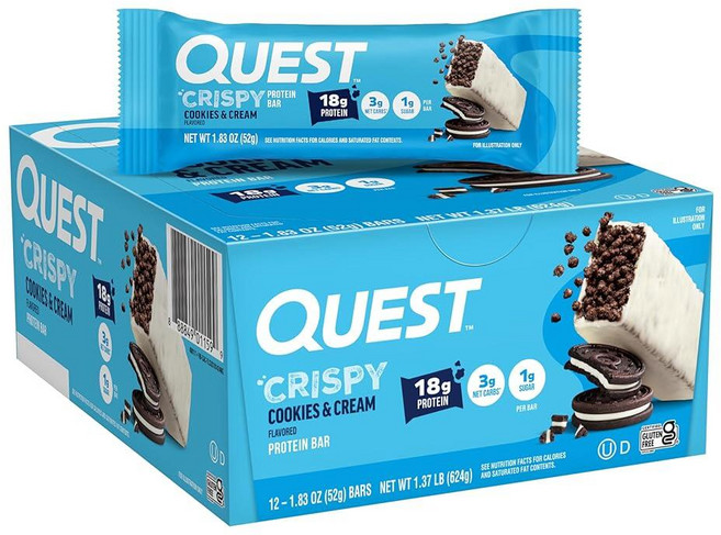 Quest 퀘스트 프로틴바 크리스피 쿠키앤크림 52g 4팩 329444