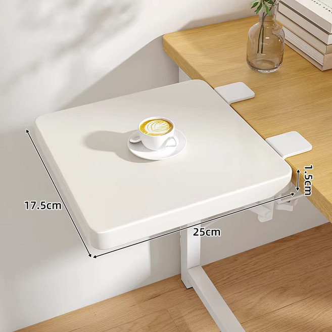 몬트리 접이식 테이블 확장 보드 선반 책상 연장선반 무타공 월넛, 1개, 흰판 17.5x25+흰색 스탠드