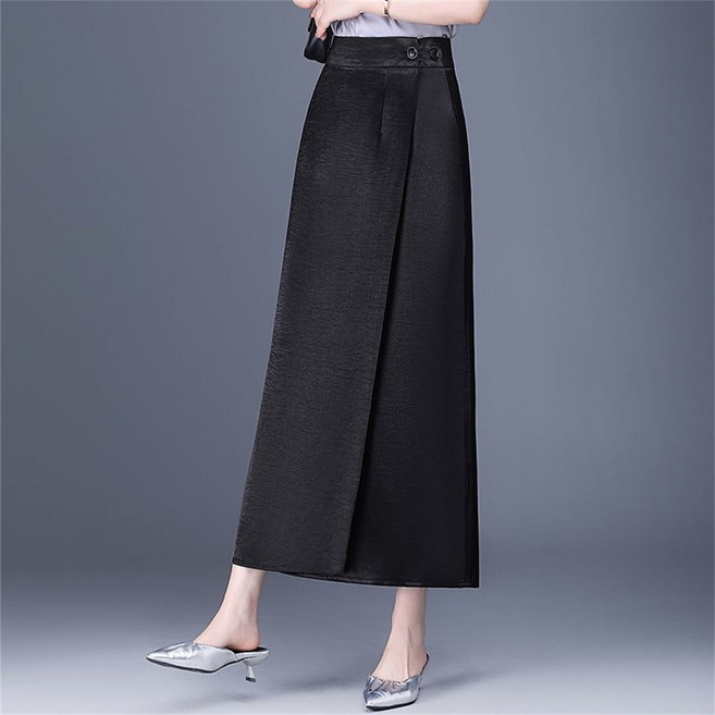 TKX 여성 하이웨스트 A라인 플라워 패턴 롱 랩스커트 오피스 우아한 슬림핏 정장용