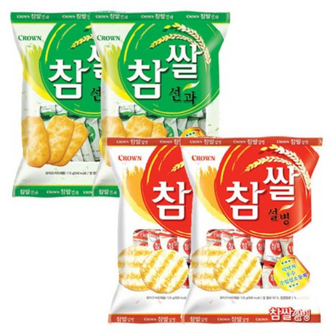 크라운 참쌀 선과 115g x 2봉지 +참쌀 설병 128g x 2봉지 세트, 1개