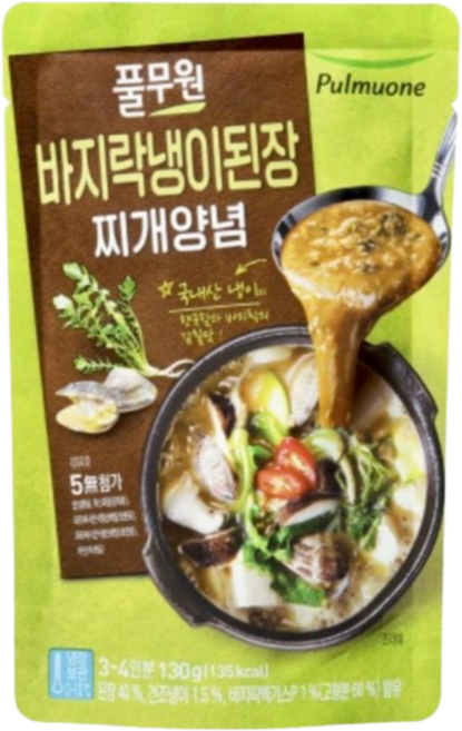 풀무원 바지락냉이된장찌개양념 130g, 4개