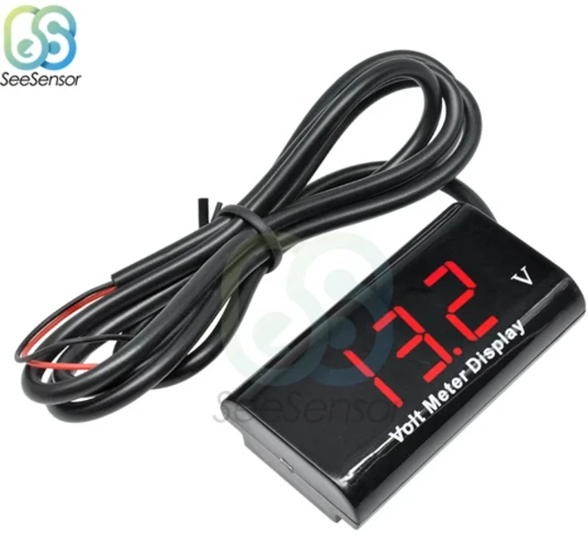 DC 12V 방수 LED 디지털 디스플레이 전압 볼트 게이지 전압계 전압 표시기 모니터 감지기 자동차 오토바이 패널, 03 Red, 1개