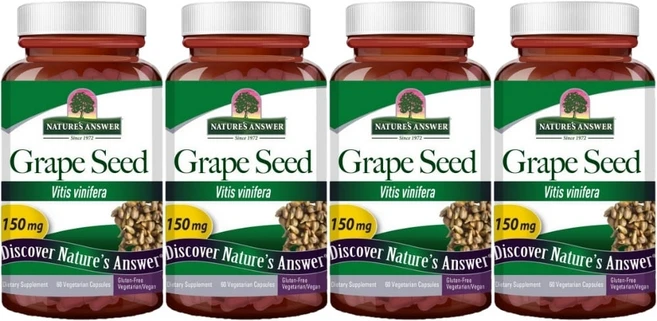 네이처스앤서 포도씨 150mg, 성인남녀공용, 알약/캡슐, 4팩, 60정 - 쿠팡