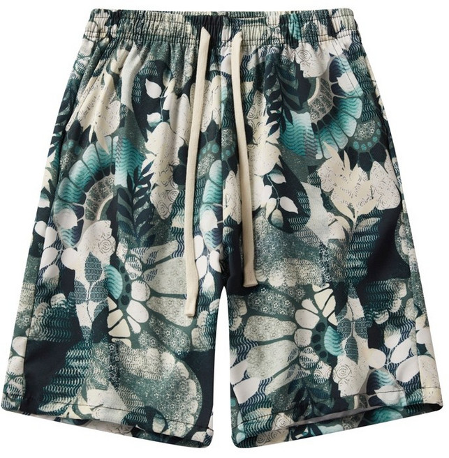 M-5XL 大尺碼港風滿版短褲 寬鬆休閒海灘褲