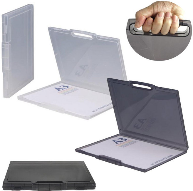 이즈미 A3 파일 케이스 서류 도면 포스터 보관 수납 화일케이스 손잡이형, 4303S 반투명스모크, 1개