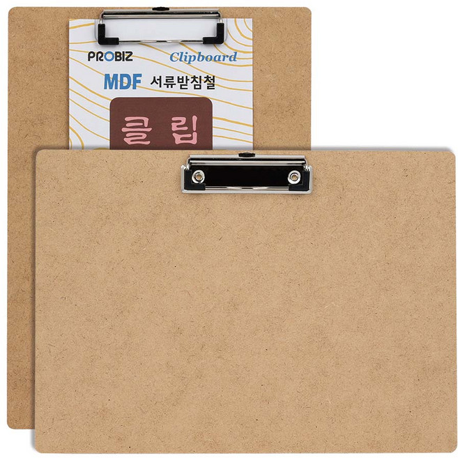 프로비즈 클립보드 MDF 우드 A4 브라운 가로 세로, 가로형, 1개
