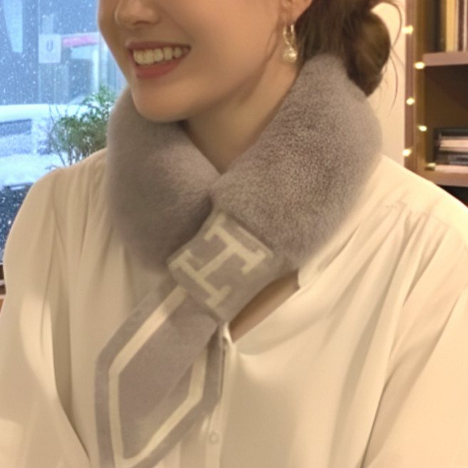 보네아 털이 풍성한 프리미엄 데일리 쁘띠 에코퍼 머플러 고리형 밍크목도리 토끼털