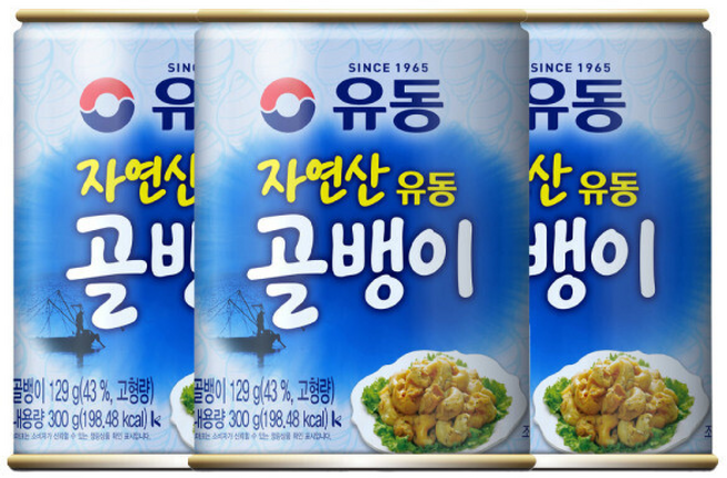 유동 자연산 골뱅이 술안주 야식 통조림, 300g, 3개