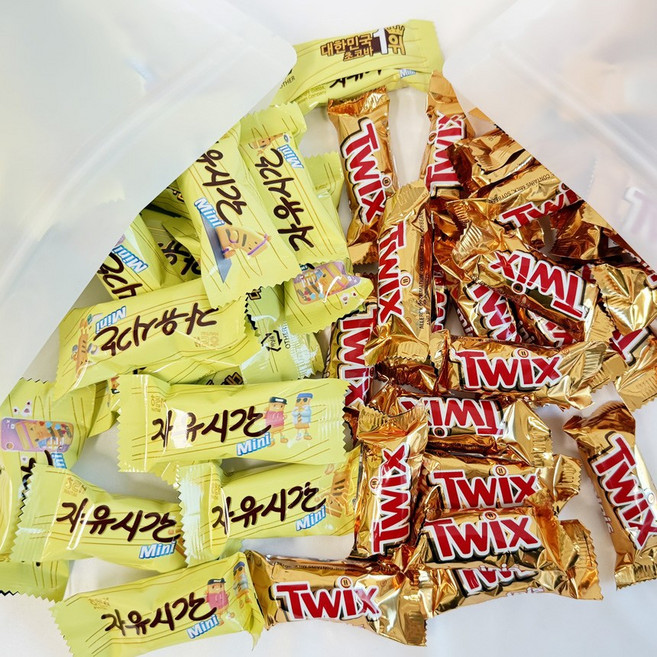 자유시간 미니 초코바 + 트윅스 미니스 개별포장 (약100개) 초콜렛 대용량 간식, 1개, 1kg