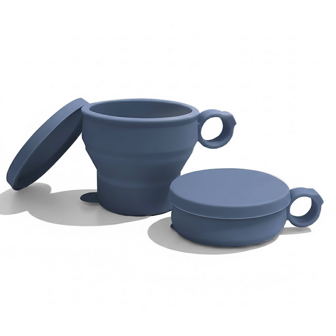 더하리 국산 실리콘 접이식 컵 캠핑 등산 머그컵(뚜껑포함), 2개, 네이비