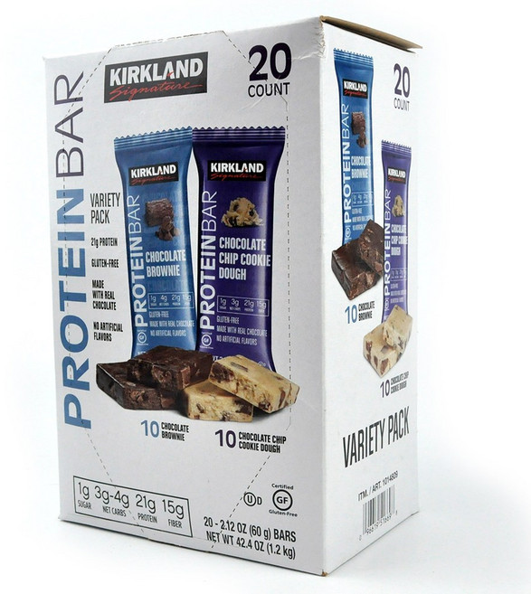 커클랜드 프로틴 바 1.2KG / 단백질 쿠키 (초코칩쿠키도우바 초콜릿브라우니바), 1개