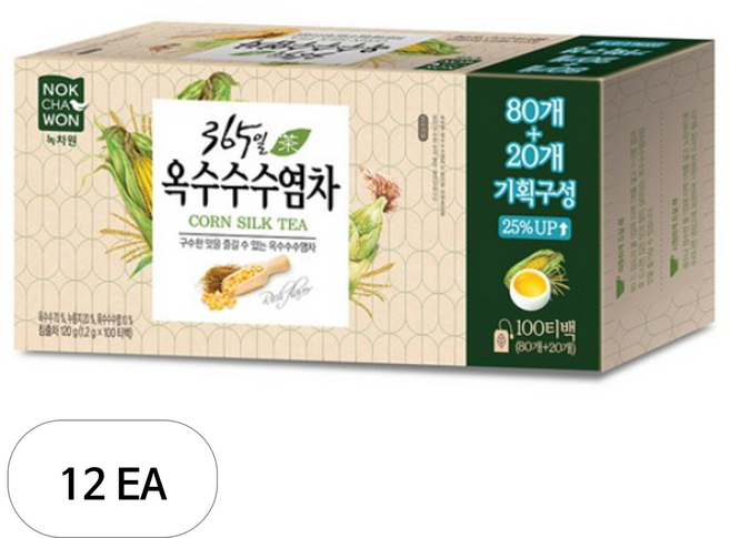 녹차원 365일 옥수수수염차, 120g, 12개