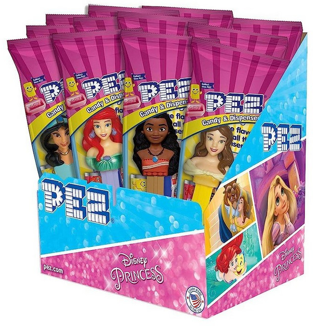 PEZ 디즈니 프린세스 16.4g(0.5온스) 다양한 캔디 디스펜서 (12개 팩), 기본 옵션