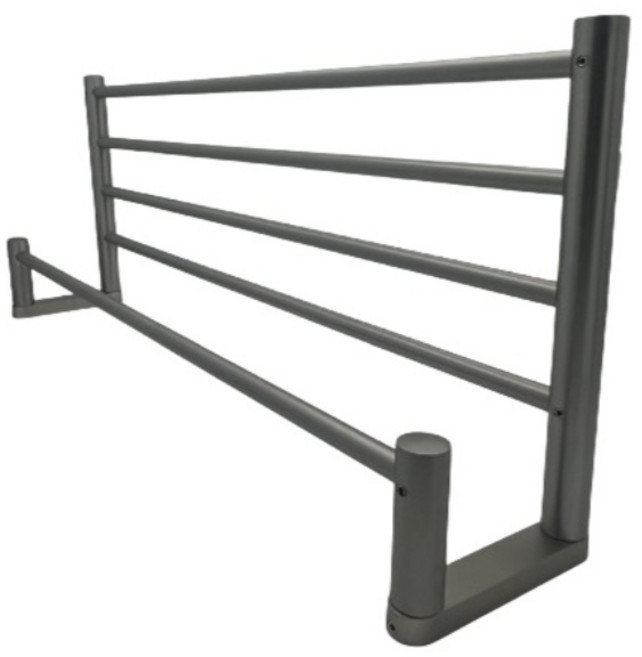 크롬 욕실 수건타올걸이 2단 화장실 스텐 선반, 1개, 무광그레이