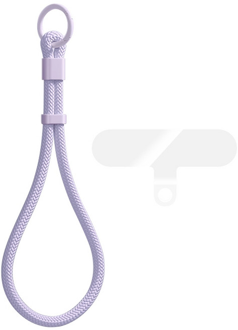 尼龍手機掛繩 附掛片 無孔背貼掛繩 腕掛繩, 淺紫, 1個