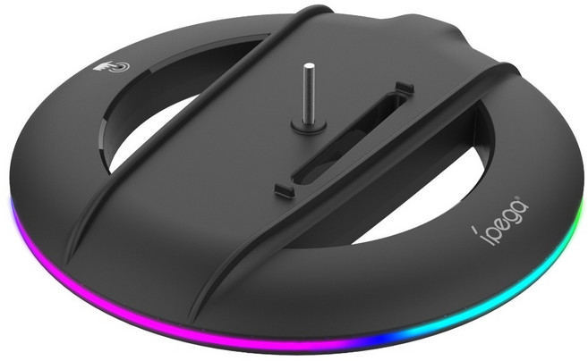 ipega PS5 Slim/Pro 直立架 RGB燈條支架底座, 黑色, 1個, PG-P5S021BK