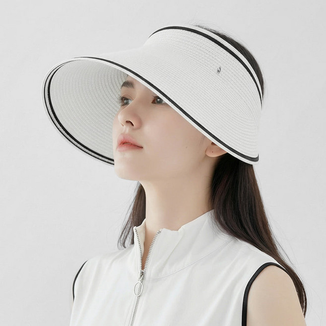 여름 챙넓은 여성골프모자 썬바이저 엘리썬캡, 화이트