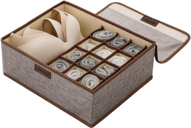 루비홈 프리미엄 속옷 양말 정리함 커버형, 그레이