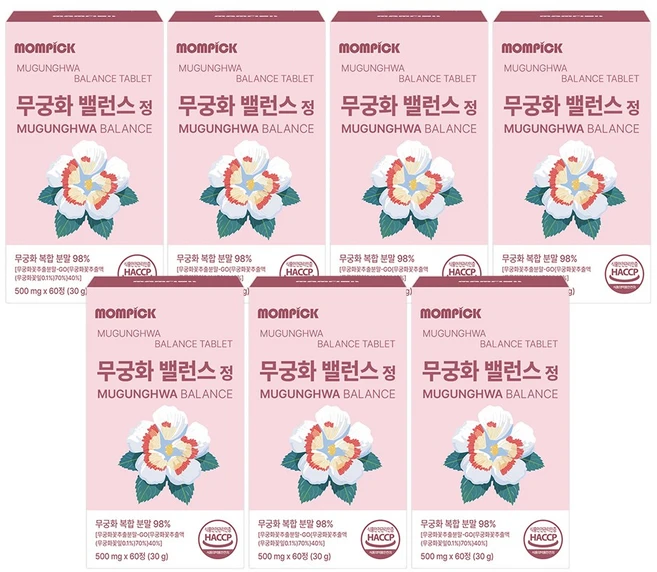 무궁화 밸런스정 무궁화꽃 추출물 히비스커스 복합분말 식약처인증 정품, 7박스, 60정 - 쿠팡