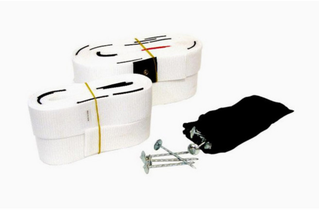 족구장 펜션 경기용 라인 줄 벨트 + 고정못 세트 / 물품 운동장 체육 기자재 군대 망