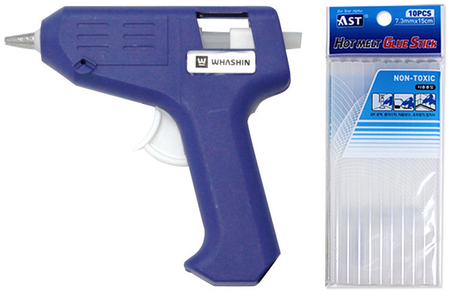 화신 글루건 소 10w + 아스트 핫멜트 글루스틱 10개입 소, 1세트