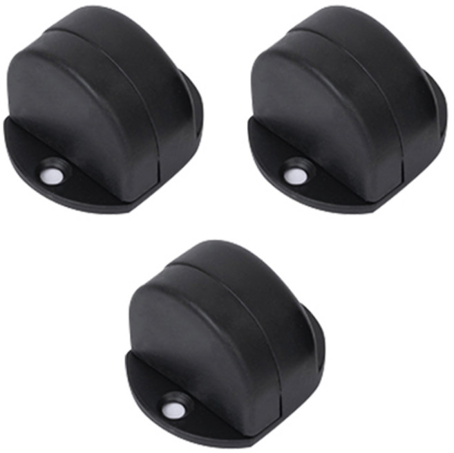 철물파크 바닥 도어 문 스토퍼 3개입+설치피스, 블랙, 3개