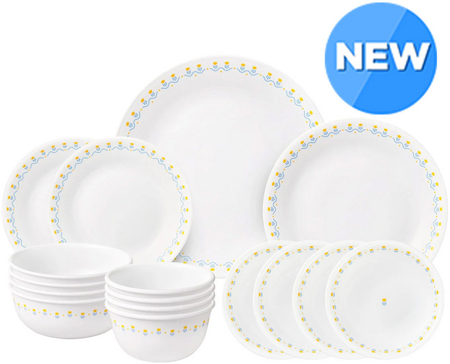 [코스트코] NEW 코렐 쁘띠튤립 디너웨어 세트 16P /유백색 유리를 투명한 유리 / 3중 압축 비트렐 유리 잘 깨지지 않음 / 얇고 가벼워 / 추석선물세트, 1개