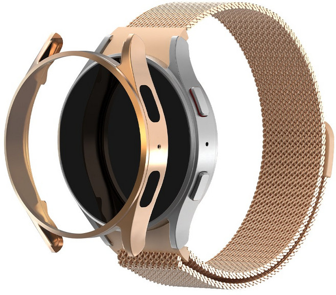 아이메이드잇 갤럭시워치 호환 밀레니즈루프 밴드 메탈 스트랩 케이스 세트, 로즈골드, 1개